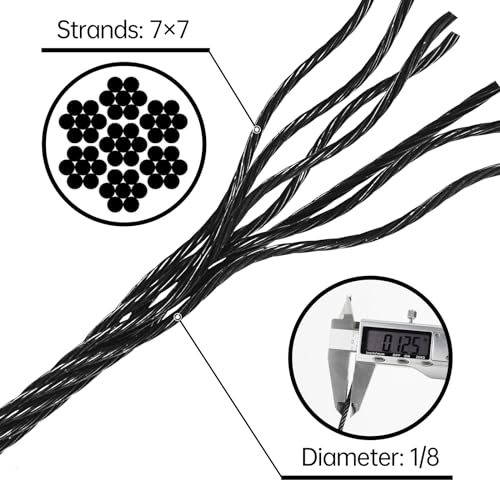 1/8" Stainless Steel Cable for Cable Railing 100FT, T316 Black Wire Rope by Steel DN Mate - Image 6