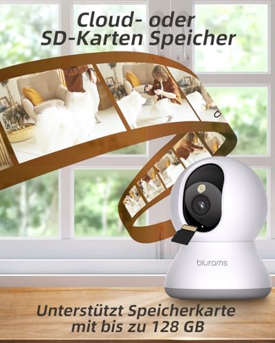 blurams 2K WLAN Kamera überwachung innen 360° Drehung Baby Monitor & Haustierüberwachung, Vollfarb-Nachtvision, Zweiweg-Audio, Menschenerkennung, 2.4G/5G WiFi 6, Kompatibel Mit Alexa
