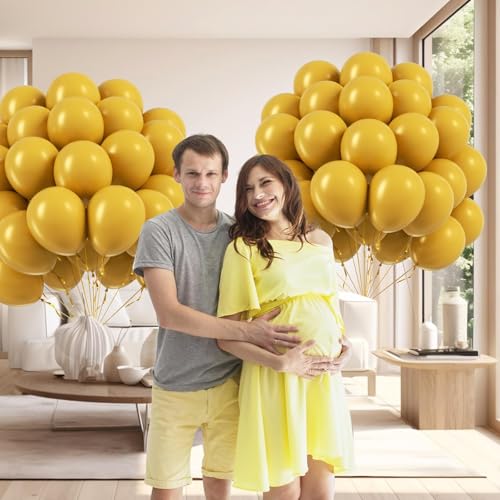 Image of Mustard Yellow Balloons 12 inch, Mustard Yellow Latex 50pcs Party Balloons | Fall, Baby Shower, Birthday Party Decorations