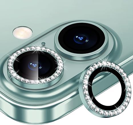 Image of for iPhone 16 /16 Plus Camera Lens Protector Bling Individual Metal Diamond Ring 9H Hardness Scratchproof Protector, Stylish Phone Accessories, Case Friendly (Green Diamond)