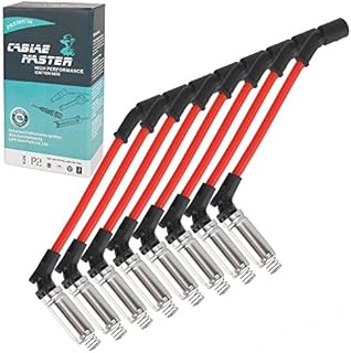 Cable Master 10.2mm Racing Performance Spark Plug Wires Compatible With Chevrolet GMC Cadillac Hummer Buick Pontiac Saab GM LS Engine 4.8L 5.3L 6.0L 6.2L V8 2005-2008 Red Wire Set
