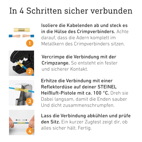 Steinel 6648 Crimpverbinder Ø 1.5 - 2.5 mm, 10 Stück, mit Innenkleber, wasserdicht-isoliert, stoßfest, wärme-schrumpfend, Blau