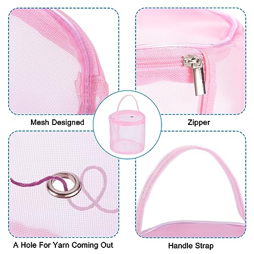 Image of PATIKIL Yarn Storage Bag, 2 Pack Portable Crochet Knitting Bag Case Skein Ball Holder Mesh Organizer Crocheting Tote for Sewing Craft Projects, Pink Purple