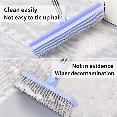 Rubber Broom Carpet Rake For Pet Dog Hair Remover With Squeegee,Push Broom With Grout Cleaner Brush,Remover Rug Brush Broom With 56" Long Handle For Carpet Hardwood Floor Tile Windows Cleaning #TOP4