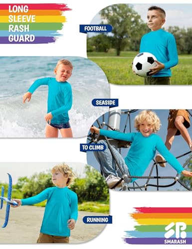 Image of Boys Rash Guard Swim Shirts Long Sleeve UPF 50+ Swimwear Toddler Kids Sun Protection SPF Water Surfing Swimming Shirts 0-16Y