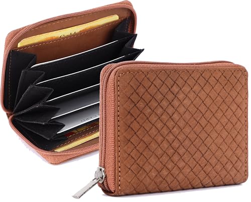 Genuine Leather 12 Credit or Debit Card Holder Tan | Unisex RFID Blocking Card Holder Handcrafted I Multiple Credit/Debit Card Slot