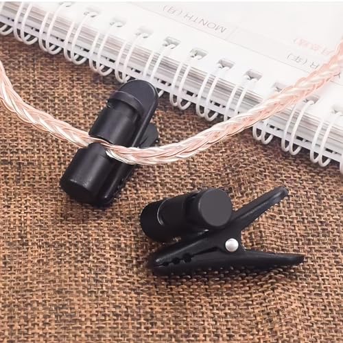 3 Stück Kopfhörer Draht Clip, Kopfhörer Kabelklemme aus Kunststoff, Mikrofon Kabel Kleidung Clip, 360° Drehbar Ohrhörer Klemme, Headphone Cable Clamp für 5 mm Durchmesser Rundes/Flaches Datenkabel