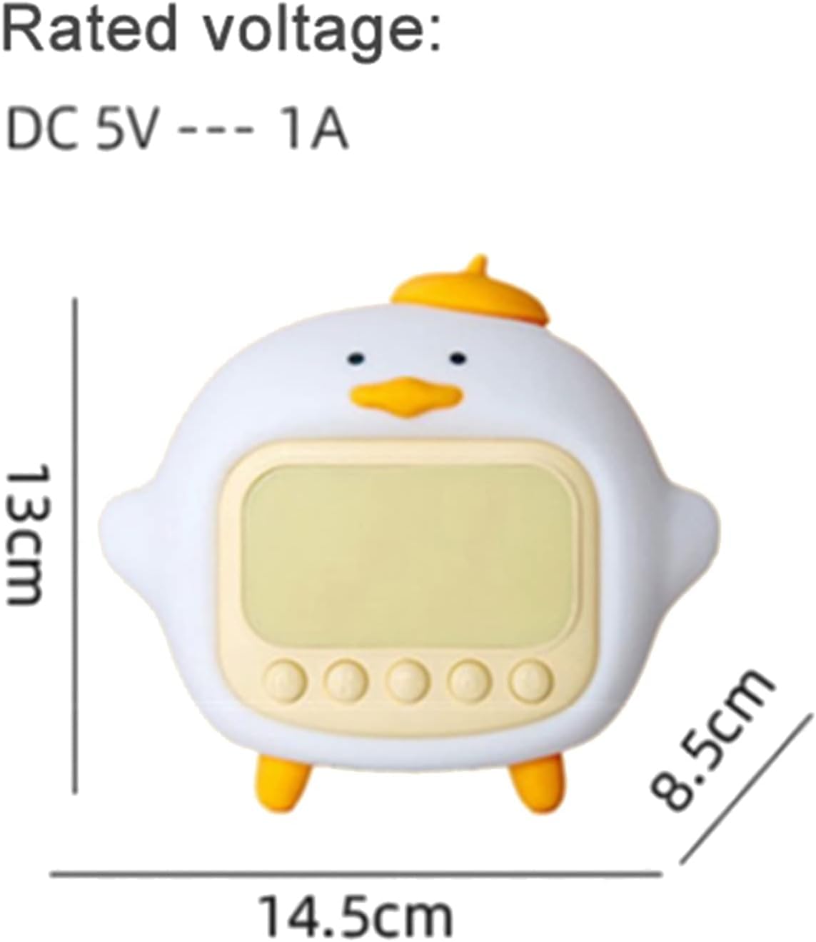 Unico Lampada per Asilo Nido in Silicone con 5 suonerie 2 in 1 Sveglia con Luce Notturna a Forma di Anatra Sveglia Sveglie digitali Ricaricabili Luce Notturna