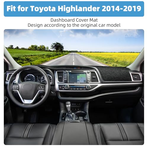 Image of Dash Cover Mat Compatible with Toyota Highlander 2014-2019 Non-Slip Dashboard Cover Mat Sunshade UV Rays Protector Interior Accessories(Not Fit GrandHighlander)