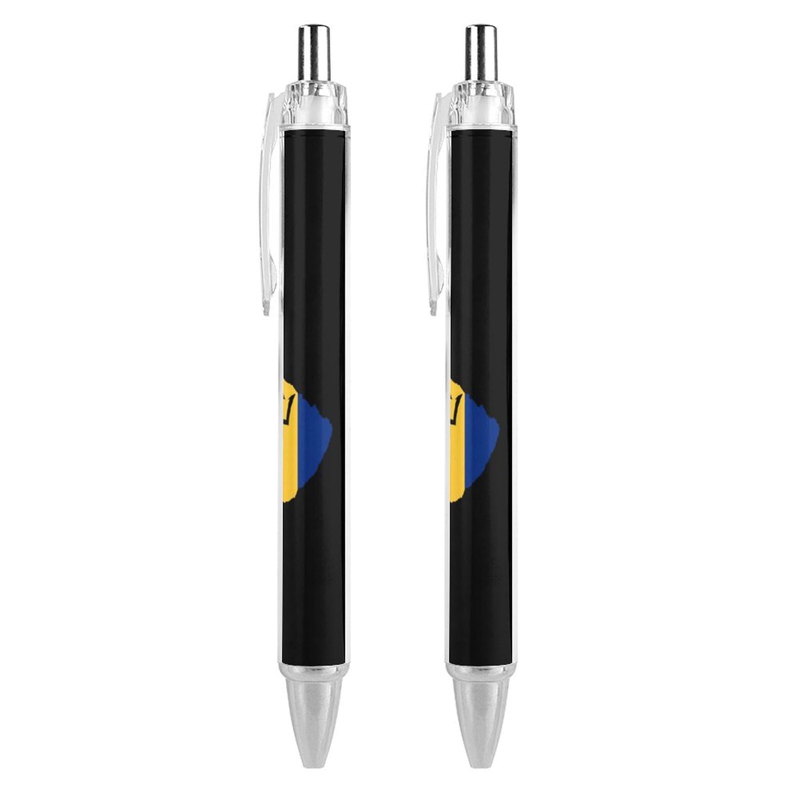Barbados Flag Map Ballpoint Pen for Office Work 2 PCS