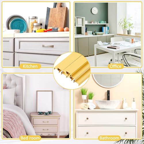 Image of MorningRo 8 Pcs Aluminum Cabinet Edge Protector for Wall Door Frame Cabinets Protection, Slip on Cabinet Door Edge Protector for Prevent Wear, Suit for Thickness Less Than 3 /4 inch(Gold)