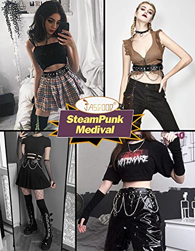 Jasgood Punk Black Waist Chain Belt Women Leather Rave Body Goth Accessories Jewelry For Girls (Black,Suit For Waist Size 27''-32'') #TOP6