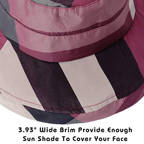 Docila Plaid Tartan Rainproof Bucket Hat Women Trendy Broad Brim Vacation Sun Protection Caps Foldable Water Repellent Rain Hats Bob Femme Sombrero De Copa Mujer Wine Red #TOP3