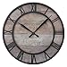 Timelike Large Roman Wall Clock, Rustic Vintage Metal Wall Clock Oversized Big Wall Clock Home Living Room Art Wall Decor (Black-Wood, 16 Inch)