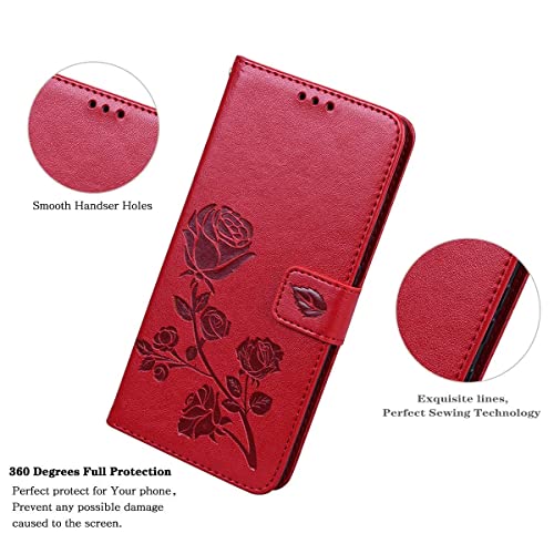 Nb Iphone Se 2020 Wallet Case For Women And Girls,Iphone 7 Flip Case Floral,Iphone 8 Wallet Case Leather Magnetic With Wrist Strap Card Holder Cover For Iphone Se2020/7/8/Se2022 4.7 Inch (Red) #TOP6