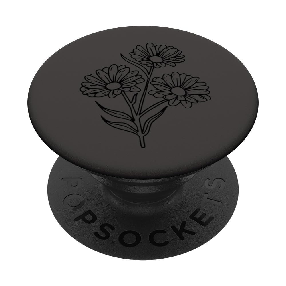 Black Gray Daisy PopSockets Adhesive PopGrip