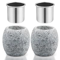 2 Stück Verdampferschale für die Sauna, 6,4 × 5,6 × 5,6 cm, Aromatherapie Stein Zubehör mit Edelstahl Aromaschale, Speckstein Ätherölhalter für Zuhause, Hotel, Spa