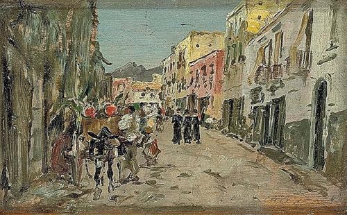 Tableau Joaquín Sorolla une rue espagnole en toile déco murale 60x90cm