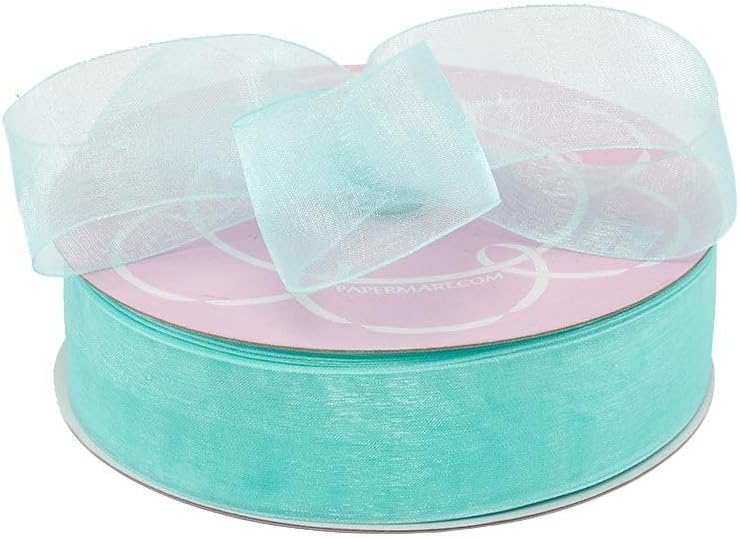 1 1/2" X 100 Yards Aqua Shimmer Sheer Organza Ribbon