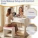 ‌FDW Vanity Desk with Mirror and Lights, 2-Drawer Makeup Vanity Desk with 3 Adjustable Light Colors, 6 Shelves and Power Outlets for Bedroom, White