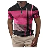 Mens Polo Shirts Short Sleeve Striped Color Block Summer T Shirt Casual Stylish Pullover Top Spring Clothes 2023 Boys Hawaiian Shirts Size 10-12 Hot Pink 2X