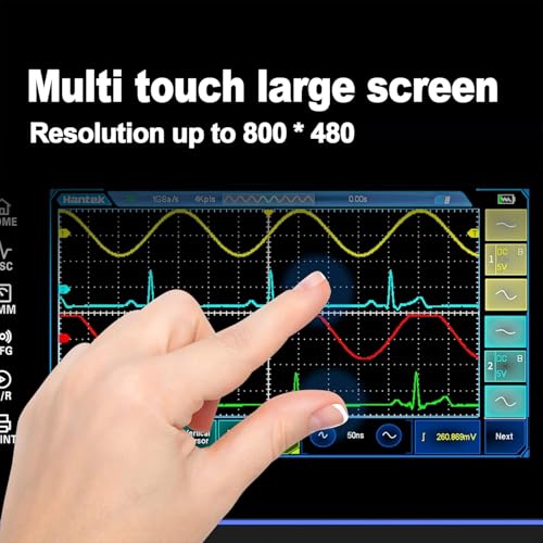 Image of Hantek Touch Screen Tablet Oscilloscope 4 Channel 250MHZ 1GSa /S Digital Oscilloscope + Multimeter 2 in 1 Oscilloscope Type C +8M Large Storage