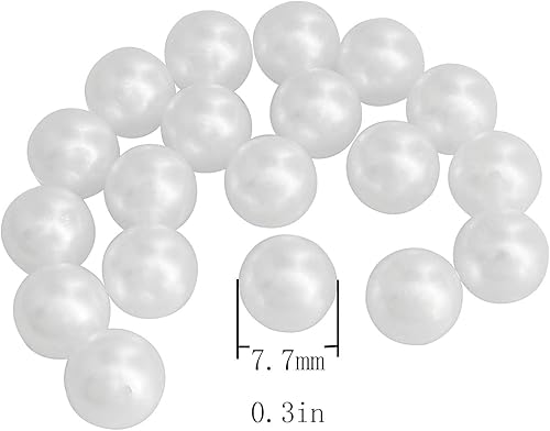 Miniatura 3 de Perlas artificiales 379 piezas de perlas blancas sin perforar de 0.315 pulgadas para rellenos de jarrones, fabricación de joyas, dispersión de mesa,