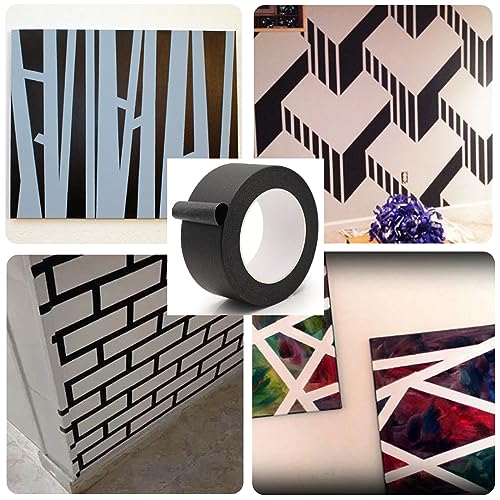 Image of Black Masking Tape, 2 Inch x 55 Yards, for Wall Painting | Multi-Purpose for Painting, Building, Labeling, Edge Finishing & DIY Projects