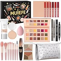 Muiefe Make-up Sets für Frauen, 23 Stück Schminke Set, All in One Make Up Set Kosmetik Geschenkset mit Lidschatten Palette, BB cream, Lip Gloss, Eyeliner, Mascara, Pinsel for Damen & Teenager Mädchen