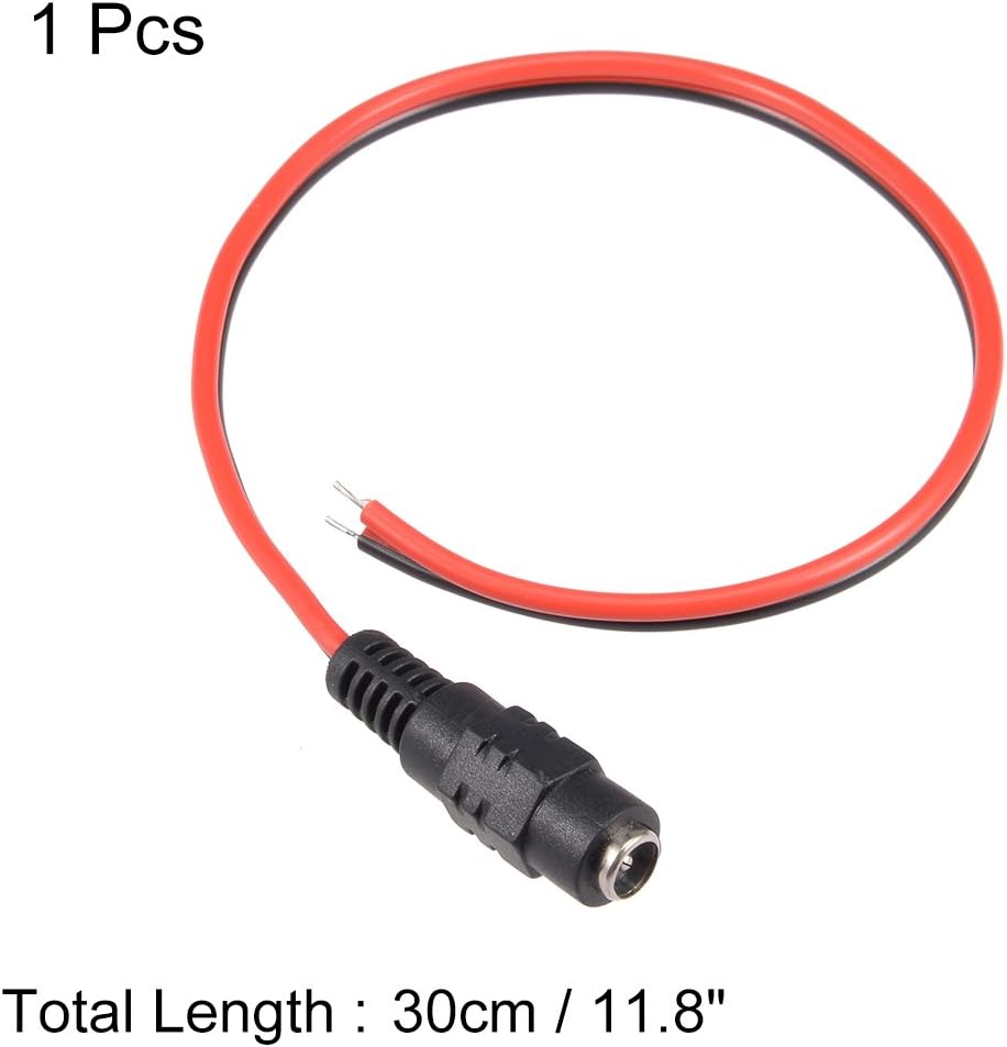 Free Shipping Over $50 uxcell DC Power Pigtail Cable Female Connectors 30cm 24AWG Cord for CCTV Camera Lighting Adapter 5.5mmx2.1mm