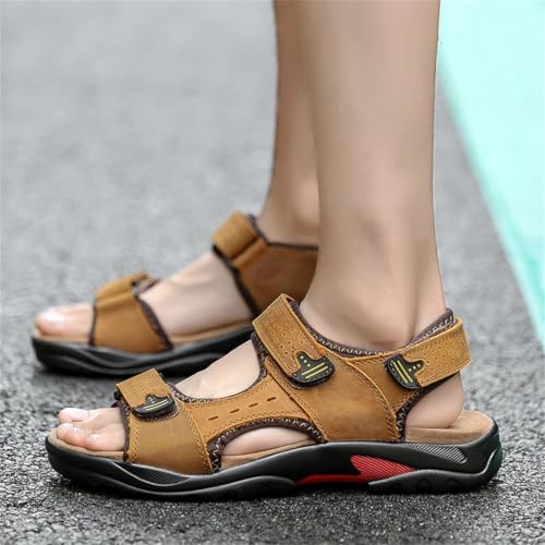 Men’S Casual Genuine Leather Soft Sandals Comfortable Beach Shoes Roman Style Ankle-Wrap Fashion Footwear3