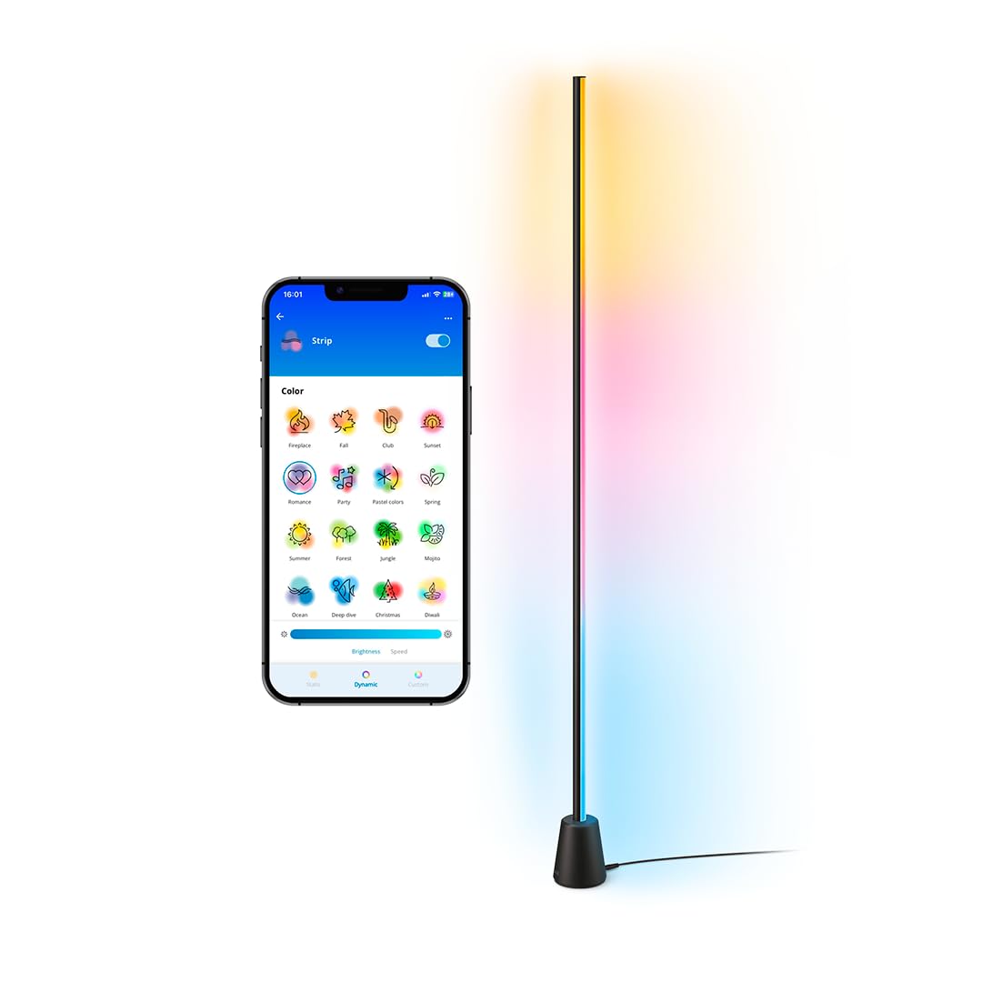 WiZ Gradient Leuchte- RGBIC zeigt mehrere Farben gleichzeitig, einfache Einrichtung, schlankes Design, verbindet sich mit WLAN, Sprach-/App-Steuerung, funktioniert mit Google Home, Alexa und HomeKit