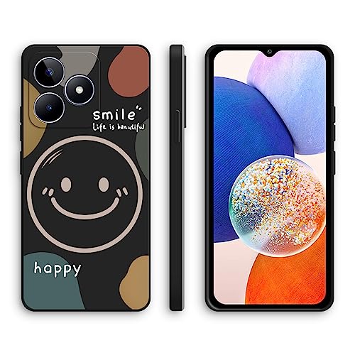 Cover per Realme C53 Custodia Morbido Antiurto Ultrasottile con Motivo Carino Design a Bordo Dritto - Smile silicone nero