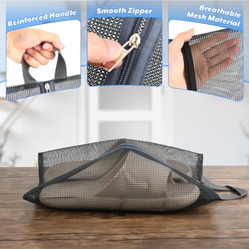2 Pcs Shoe Bags for Travel, Mesh Breathable Sneaker Bags Portable Shoe Storage Organizer with Handle for Travel Gym Sport, Reusable Zipper Pouch for Women and Men3