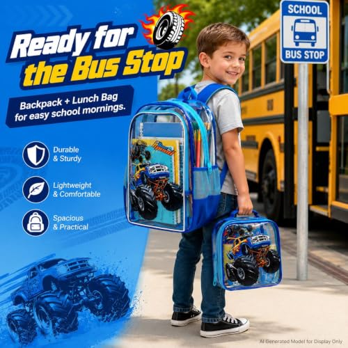 Image of KLFVB 3PCS Clear Backpack for Girls and Boys, Kids See Through Backpacks Stadium Approved, Transparent Bookbag for Elementary