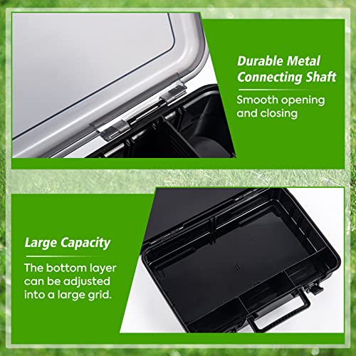 Goture Large Tackle Box With Secure Locks, Adjustable Divider Removable 33 Small Bin Compartments Hardware 15.15'' 10.8'' 3.5'' Box Storage For Hook, Bait, Reel, Swivel, Hardware, Screws, Bolts Double2 #TOP4