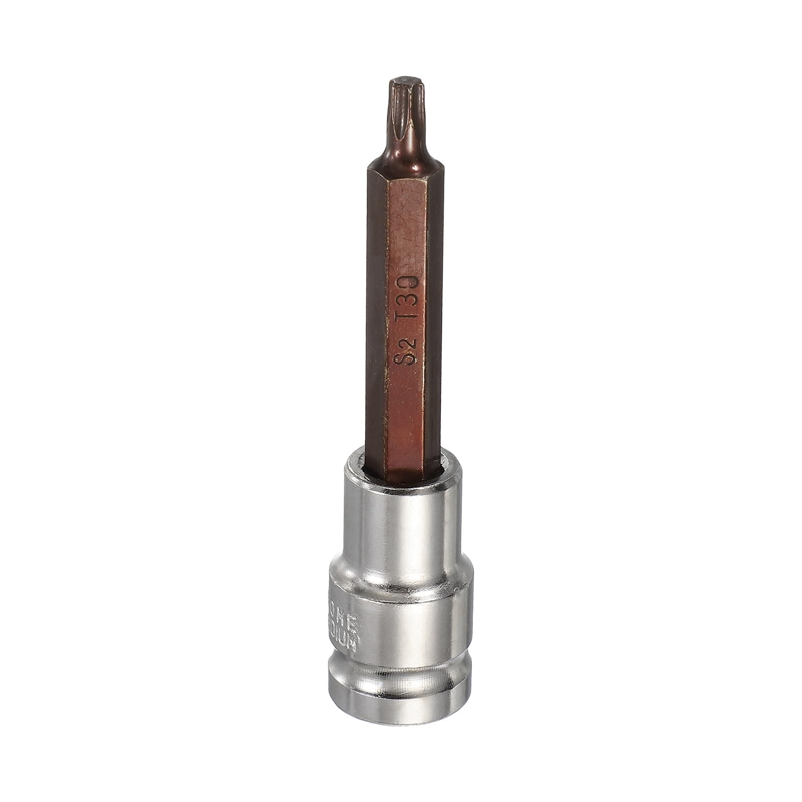 sourcing map Torx Bit Socket 1/2" Drive T30 S2 Steel 6 Point Head Long Screwdriver Drill Bits CR-V Steel Socket Adapter for Home Auto Axle Hex Nuts Bolts Repair