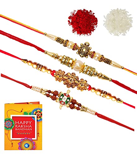 OM SAI |Combo of 4 Different TORTOISE-MOTI Rakhi For Brother with Roli-Chawal & Greeting Card.. (All Designer Rakhi for Special Rakshabandhan Festival)(RJ 18) (B08D6GB2FV) Amazon Price History, Amazon Price Tracker