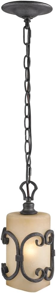 Prоmо 40% оƒƒ Golden Lighting 1821-M1L BI Mini Pendant with Toscano Glass Shades, Black Iron Finish