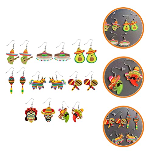 8 Pairs Cinco De Mayo Earrings Acrylic Pinatas Earrings Fiesta Drop Earrings Personalized Skeleton Dangle Earrings For Women Girls Mexico Theme Party Accessories #TOP7