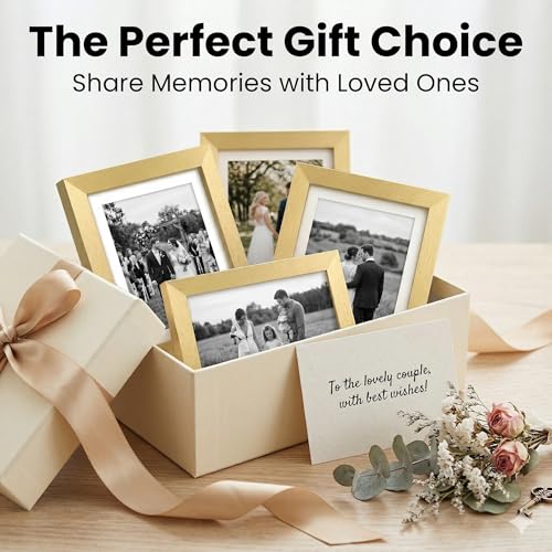 Image of upsimples 4x6 Picture Frame, Photo Collage Wall Decor Set of 10, Gold | Fit 3.5x5 and 4 x 6 Photos, Wall or Tabletop Display, For Gallery Hallway Living Room, For Christmas Mother's Day Wedding
