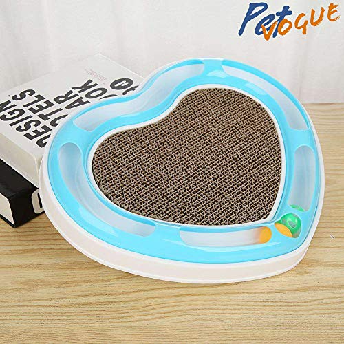 Image of Cat Stratcher By PetVogue with Free Catnip Heart Shape Cat Scratcher Pad Recyclable Corrugated Cardboard with Bell Ball Tunnel Toy | Free Catnip Included (Color May Vary)