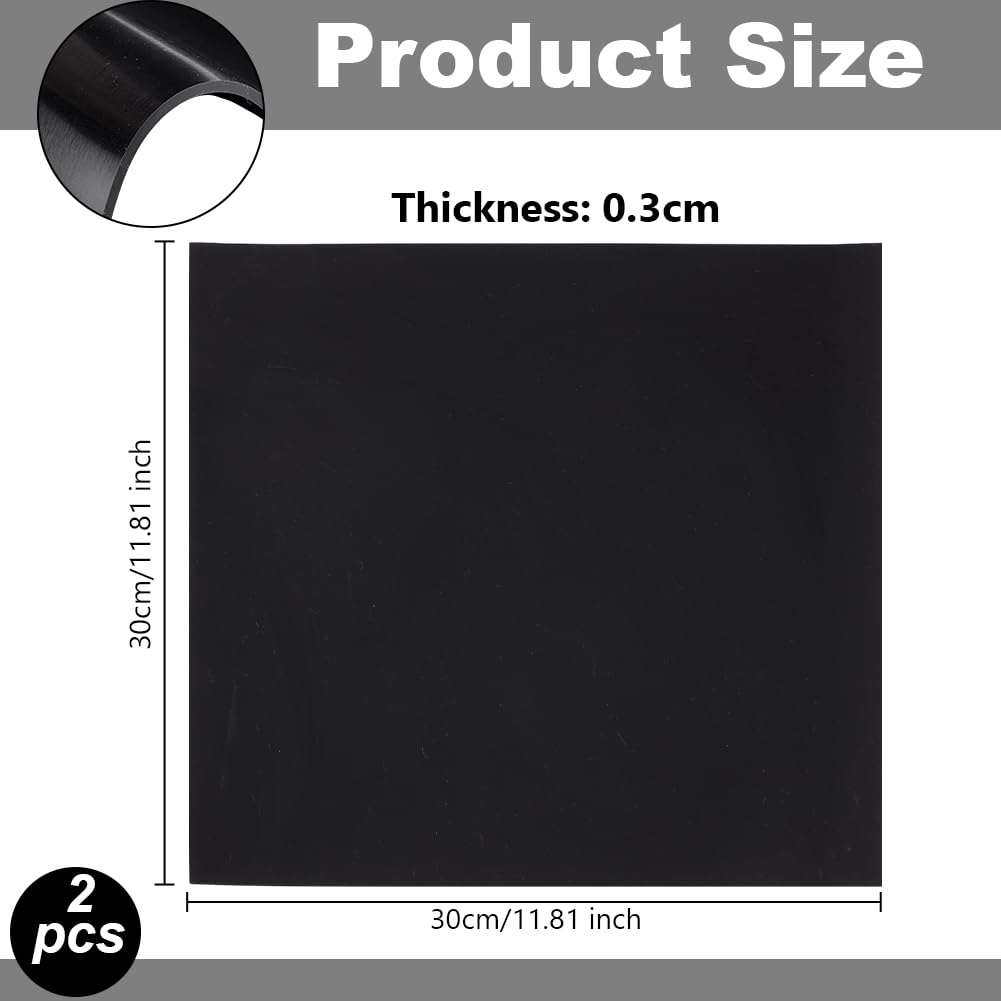 OLYCRAFT 2 pz Foglio Quadrato In Gomma Siliconica Nera Da 300x300x3mm Tappetino In Gomma Resistente Alle Alte Temperature