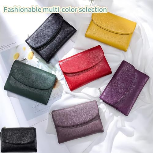 Womens wallet，Unisex Pebble Leather Wallet,Small Wallets for Women, Short Genuine Leather Purse，for Men Women Everyday(Black)2