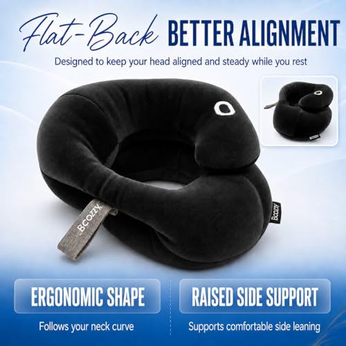 Image of BCOZZY Neck Brace Pillow - Patented Relief for Neck Pain and Supportive Sleep-Soft, Washable, and Adjustable for Comfortable Resting. Black