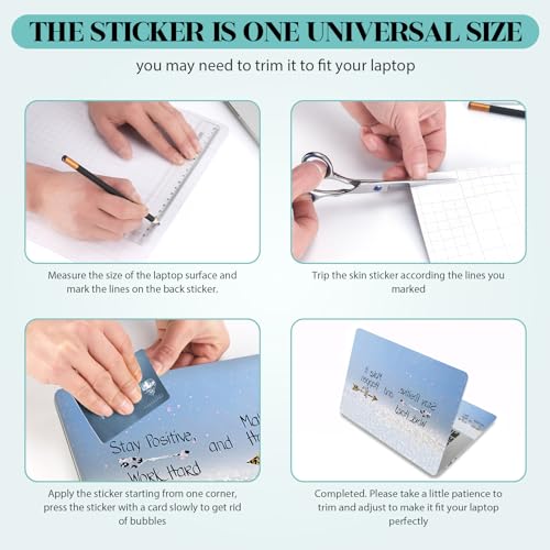 Image of Laptop Skin Sticker Decal, 12 inch 13 inch 13.3 inch 14 inch 15 inch 15.4 inch 15.6 inch Personalized Universal Vinyl Notebook Skin Sticker Cover Art Protector Decal with Free 2 Wrist Pads, Stay Positive Blue