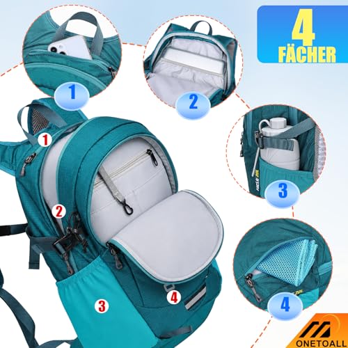 ONETOALL Wanderrucksack Damen 20L, Diebstahlsicherer Tagesrucksack Damen, Wasserdichter Fahrrad Rucksack mit Rückenbelüftung zum Wandern… – Ansicht 5