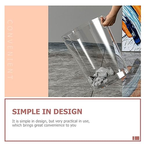 Image of Alipis 1Pc Transparent Rubbish Bin with Handle Waste Basket Office Trash Can Small Trash Can Round Plastic Garbage Can for Bathroom, Kitchen, Dorm, Bedroom(Clear,Large).