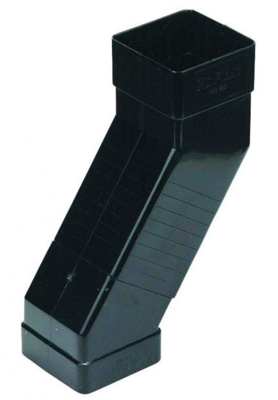 FLOPLAST 65mm Square Downpipe Adjustable Offset Bend - Black - Pack of 2
