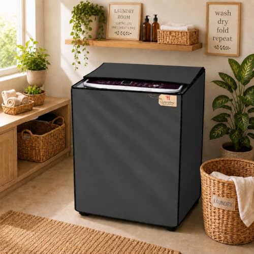 Image of Semi Automatic Washing Machine Cover for 8.5kg to 10kg Top Load | Waterproof & Dustproof Polyester Cover with Zip | Suitable with Samsung, LG, IFB, Bosch & More(54x 89 x 97 cm, Grey)